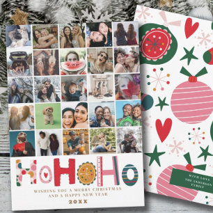 Tarjeta de Navidad Ho Ho Ho con collage de fotos m
