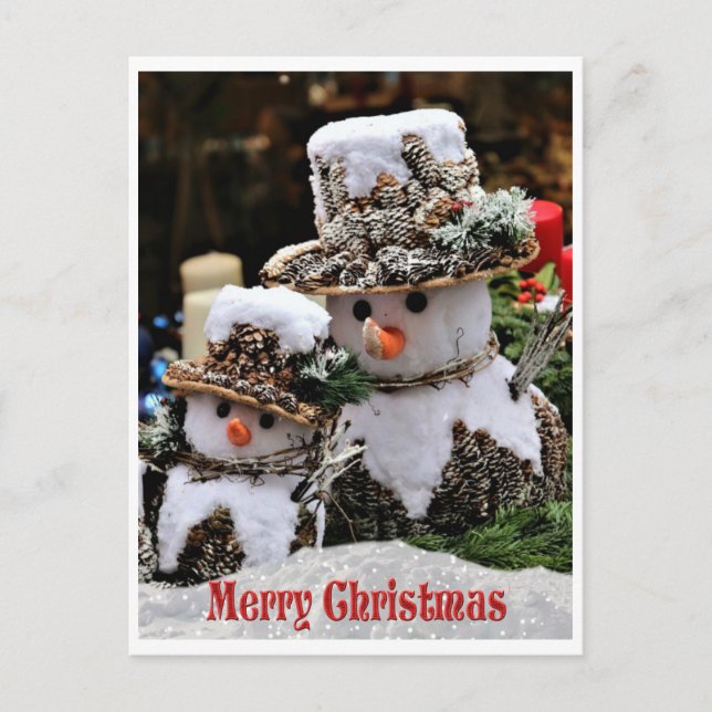 Tarjeta de Navidad hombre de nieve festivo (Anverso)