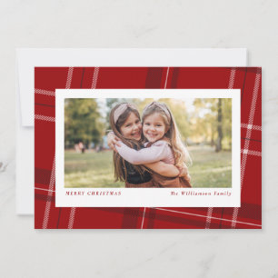 Tarjeta de Navidad horizontal de cuadros rojos fes