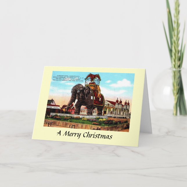 Tarjeta de navidad - Hotel Elephant, Atlantic City (Anverso)