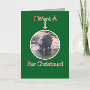 TARJETA DE NAVIDAD HUMORÍSTICA/HIPOPÓTAMO/"EN CASO