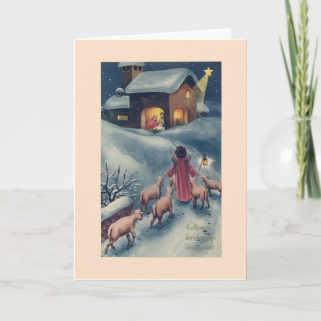 Tarjeta de Navidad húngara de la natividad del (Anverso)