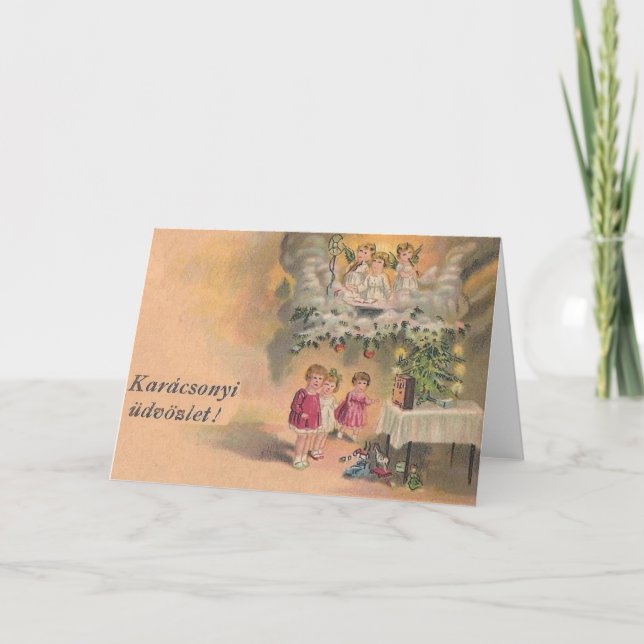 Tarjeta de Navidad húngara del vintage (Anverso)