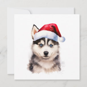 Tarjeta de navidad Husky Puppy