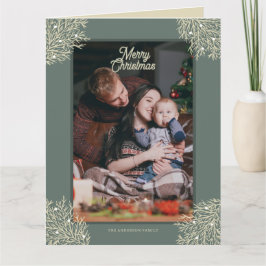 Tarjeta de Navidad ilustración hojas abeto verde