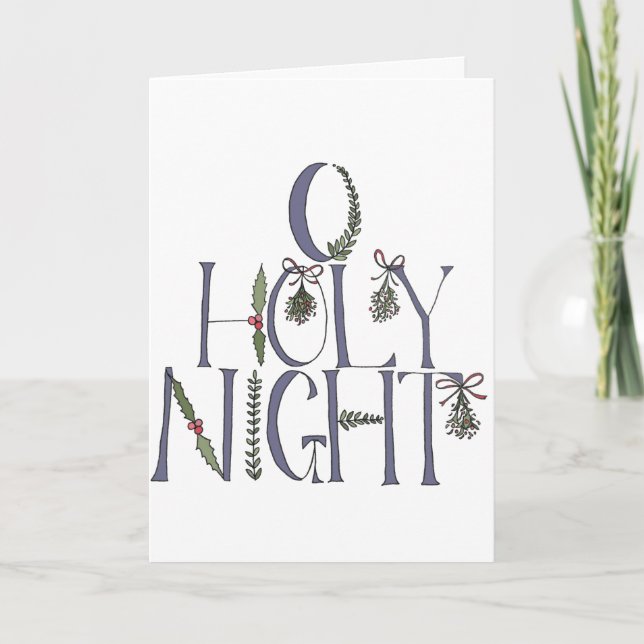 Tarjeta de Navidad ilustrada noche santa de O (Anverso)