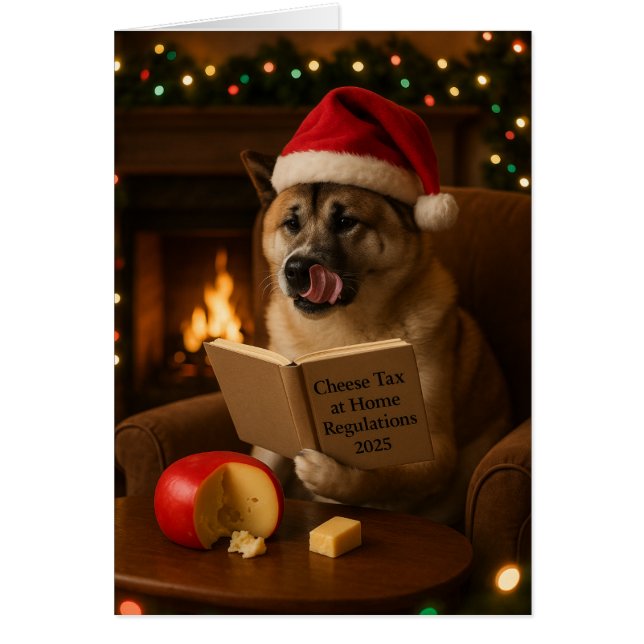 tarjeta de Navidad 'Impuesto al Queso' de Akita (Frente)
