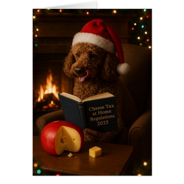Tarjeta de Navidad 'Impuesto al Queso' de Caniche (Frente)