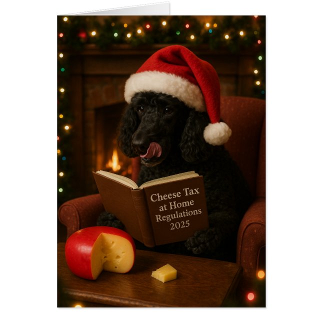 Tarjeta de Navidad 'Impuesto al Queso' de Caniche (Frente)