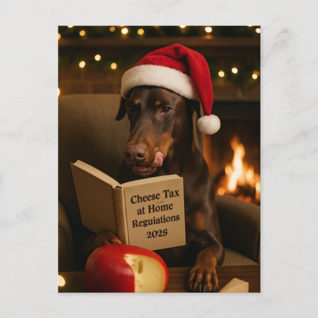 Tarjeta de Navidad 'Impuesto al Queso' de Doberman (Anverso)