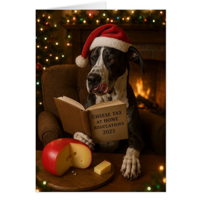 tarjeta de Navidad 'Impuesto al Queso' Gran Danés (Frente)
