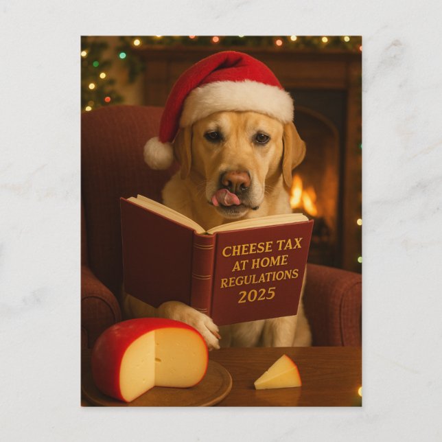 Tarjeta de Navidad 'Impuesto al Queso' Labrador Am (Anverso)