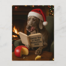 Tarjeta de Navidad 'Impuesto al Queso' Weimaraner