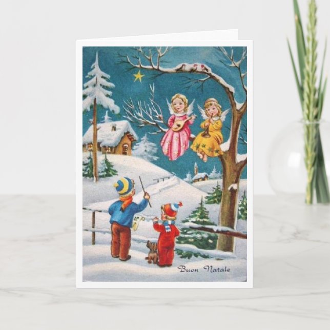 Tarjeta de Navidad italiana de Buon Natale (Anverso)