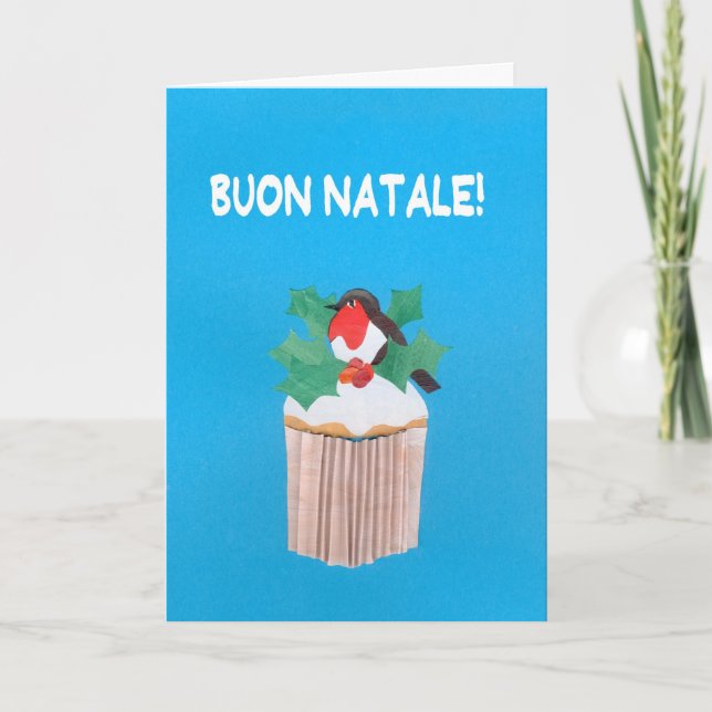 Tarjeta de Navidad, italiano, magdalena con el (Anverso)