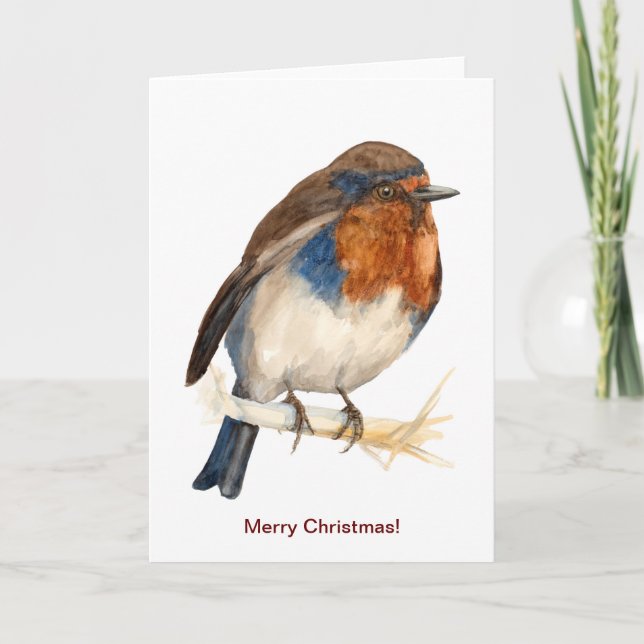 Tarjeta de Navidad izquierda estilo Robin europeo (Anverso)