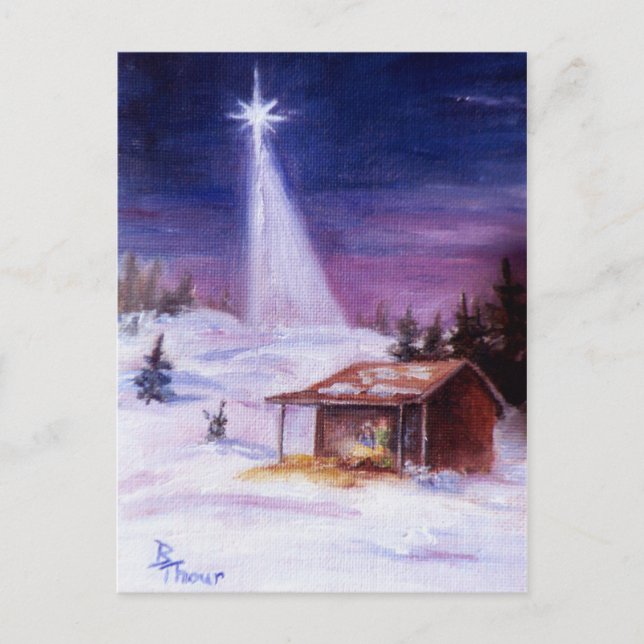Tarjeta de Navidad Lejos en un Pesebre (Anverso)