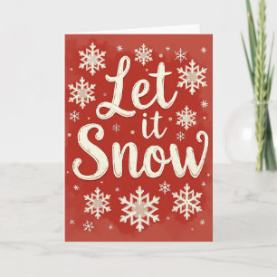 Tarjeta de Navidad Let It Snow con Copo de Nieve B