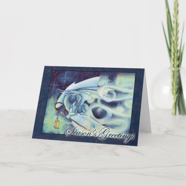 Tarjeta de Navidad ligera de Yule de la aurora (Anverso)