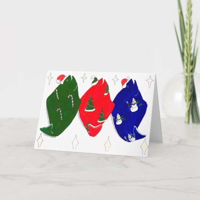 Tarjeta de Navidad linda caprichosa de los (Anverso)