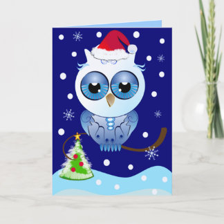 Tarjeta de Navidad linda con el búho y el texto