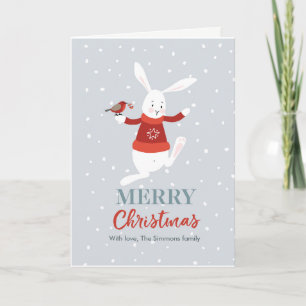 Tarjeta de Navidad linda de los amigos del conejo