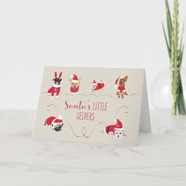 Tarjeta de Navidad linda de los perros (Anverso)