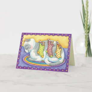 Tarjeta de Navidad linda del gatito