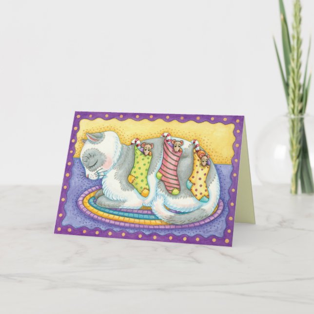 Tarjeta de Navidad linda del gatito (Anverso)