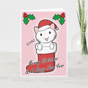 Tarjeta de Navidad linda del gato