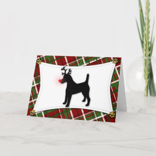 Tarjeta de Navidad lisa del reno del fox terrier