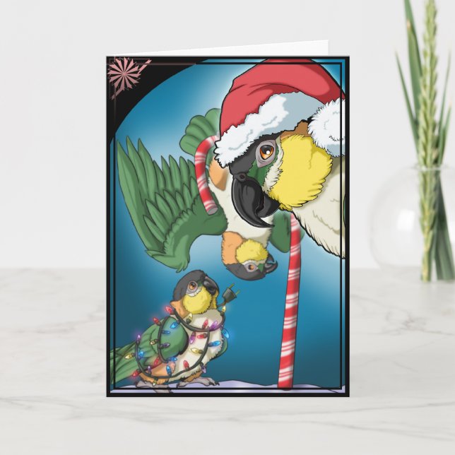 Tarjeta de Navidad loca de los caiques (Anverso)