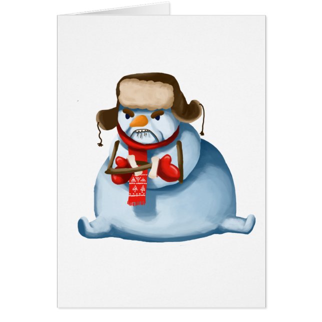 Tarjeta de Navidad loca del muñeco de nieve (Frente)