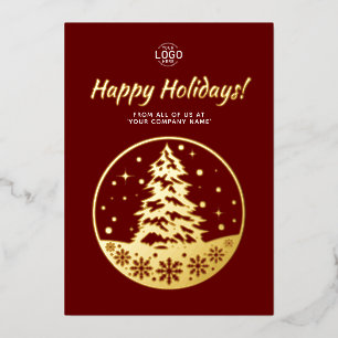 Tarjeta de Navidad Logotipo Árbol de Navidad Dorad