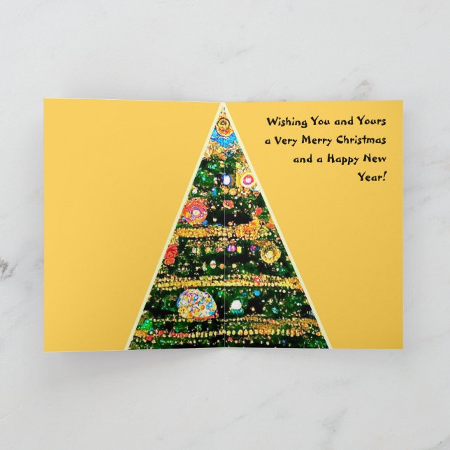 Tarjeta de Navidad Luces de árbol estilo Gustav Kl (Interior)