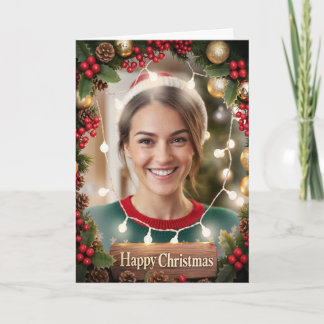 Tarjeta de Navidad luminosa y brillante con foto f