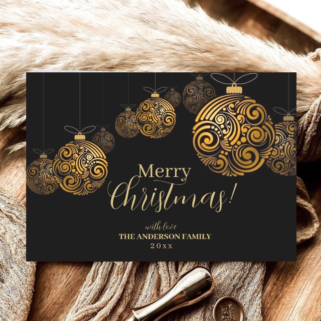 Tarjeta de Navidad Luxury Modern Black and Gold Me (Subido por el creador)