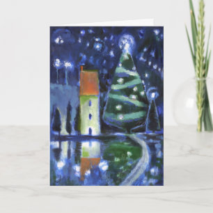 Tarjeta de Navidad mágica de la tarde