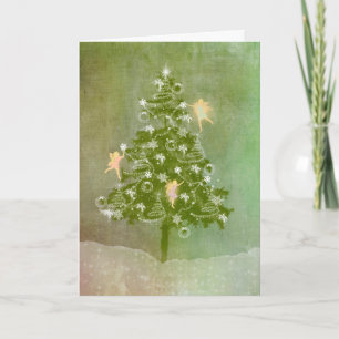 Tarjeta de Navidad Mágica de Navidad, Árbol y Hada