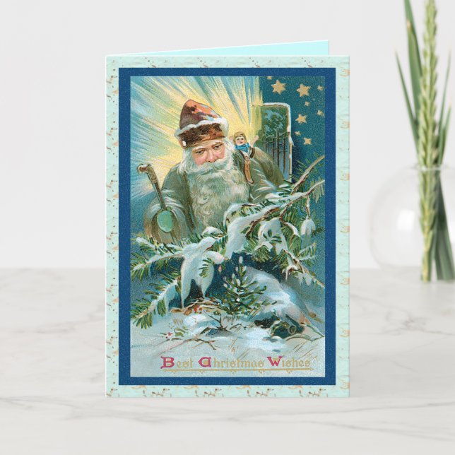Tarjeta de Navidad mágica de Papá Noel (Anverso)