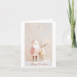 Tarjeta de Navidad mágica de Santa y renos