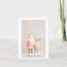 Tarjeta de Navidad mágica de Santa y renos