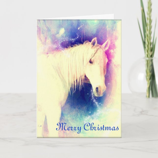 Tarjeta de Navidad mágica del caballo árabe (Anverso)