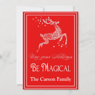 Tarjeta de Navidad mágica del reno - tarjeta del