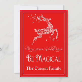 Tarjeta de Navidad mágica del reno - tarjeta del