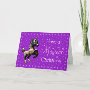 "Tarjeta de Navidad mágica del unicornio del día