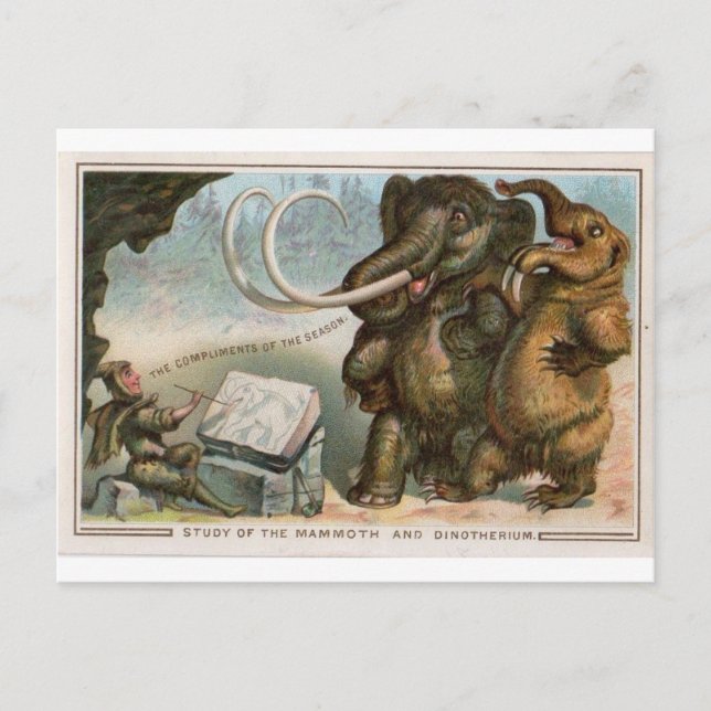 Tarjeta de navidad Mammoth y Dinotherium (Anverso)