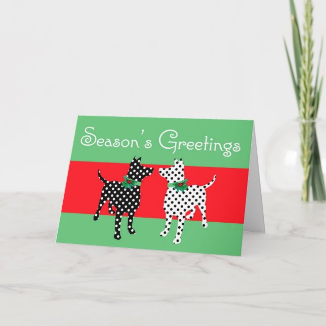 Tarjeta de Navidad manchada de los perros (Anverso)