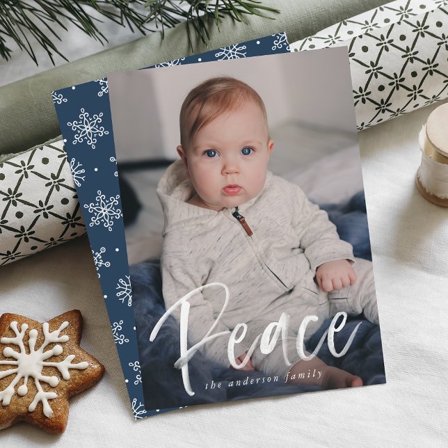 Tarjeta de Navidad Marina con Letra de Paz Moderna (Subido por el creador)