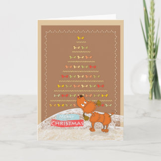 tarjeta de Navidad marrón linda del caniche
